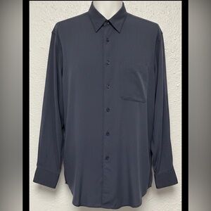 Vintage Nautica Men’s Black Button Down Shirt Blend Silky Drape Soft M